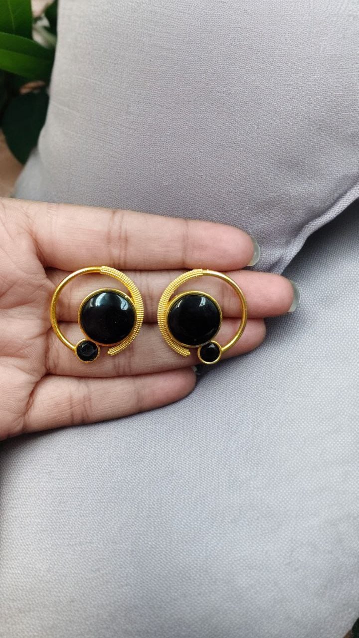Premium Round Monalisa Stone Earrings | Best Western Contemporary Jewelry