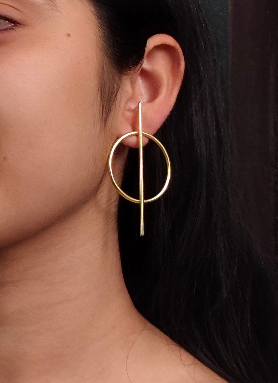 Western Style Geometric Earring In Circle – Best Gold Palted Jewelary