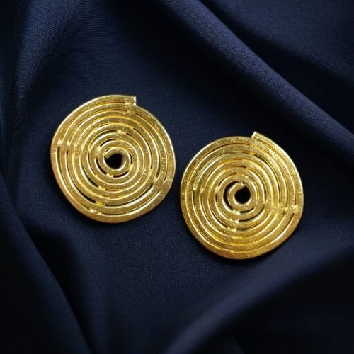 Western Style Golden Spiral Earring | Unique contemporary Stud Jewelary