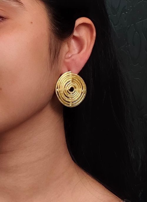 Western Style Golden Spiral Earring | Unique contemporary Stud Jewelary