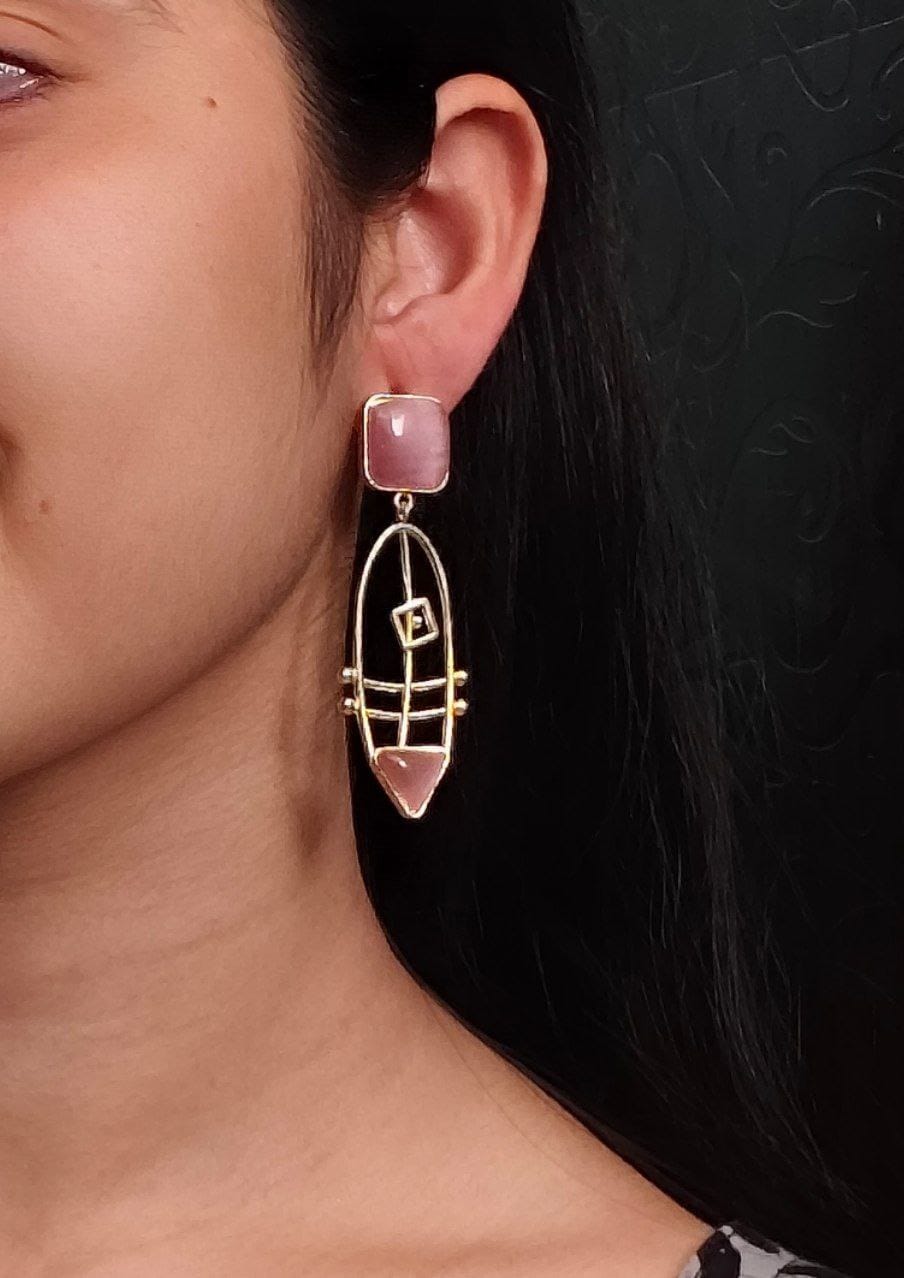Modern Goldplated Monalisa Stone Earrings – Best Stylish Western Elegance