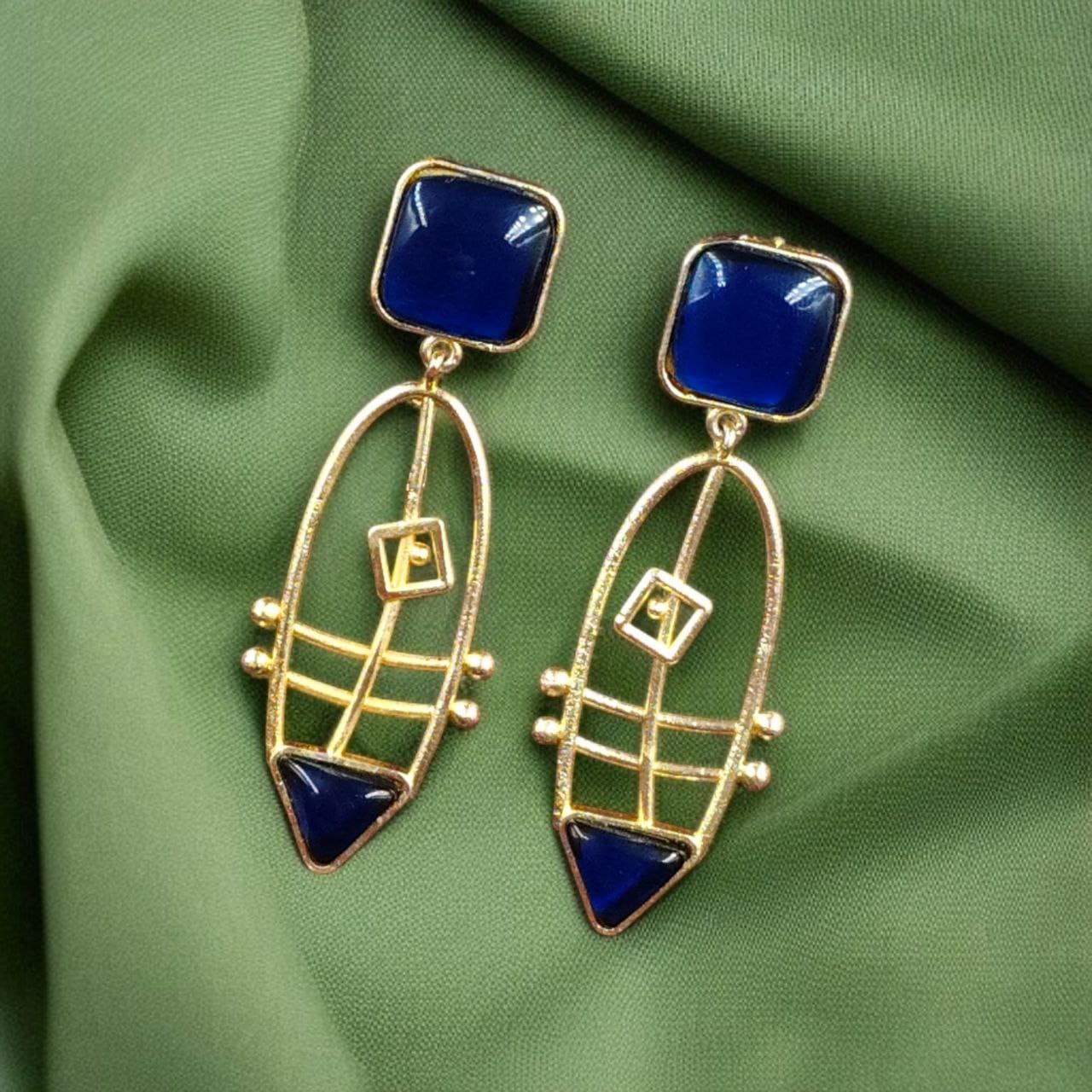 Modern Goldplated Monalisa Stone Earrings – Best Stylish Western Elegance