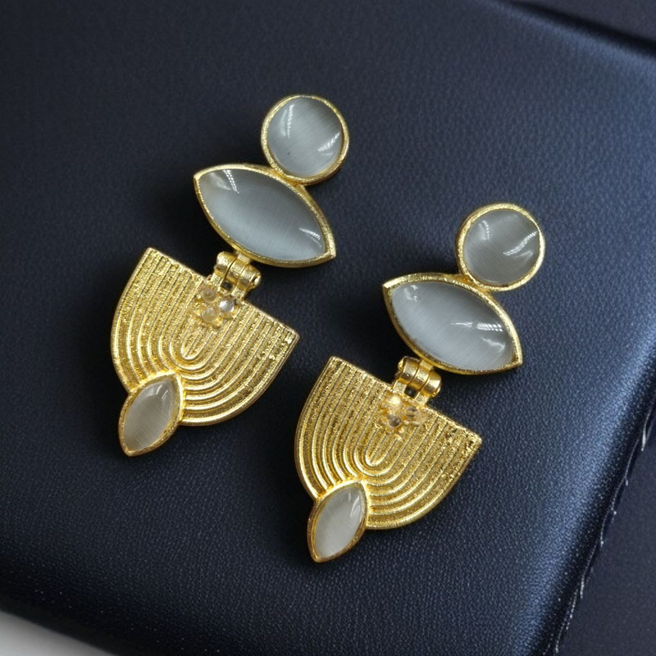 Luxury Gold Plated Stone Earrings | Unique Dangler Western Style Jewellery