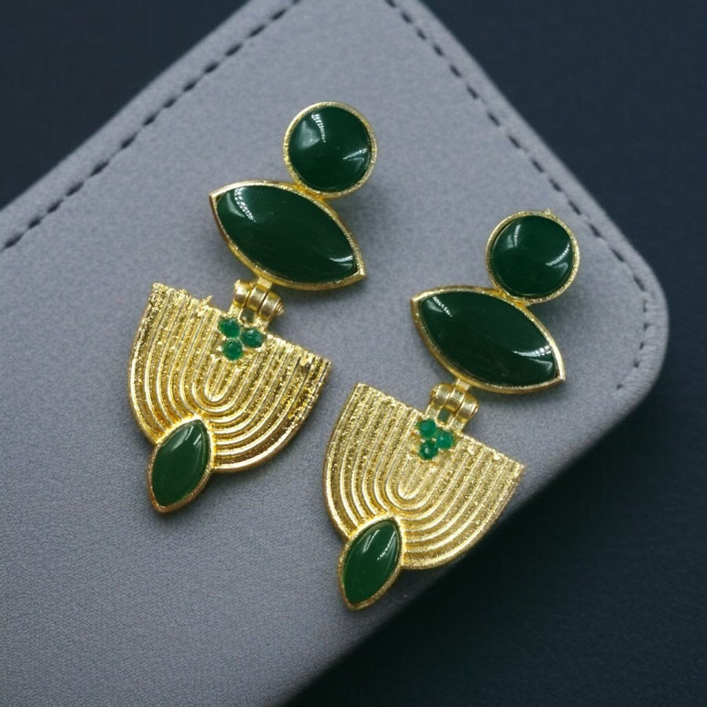 Luxury Gold Plated Stone Earrings | Unique Dangler Western Style Jewellery