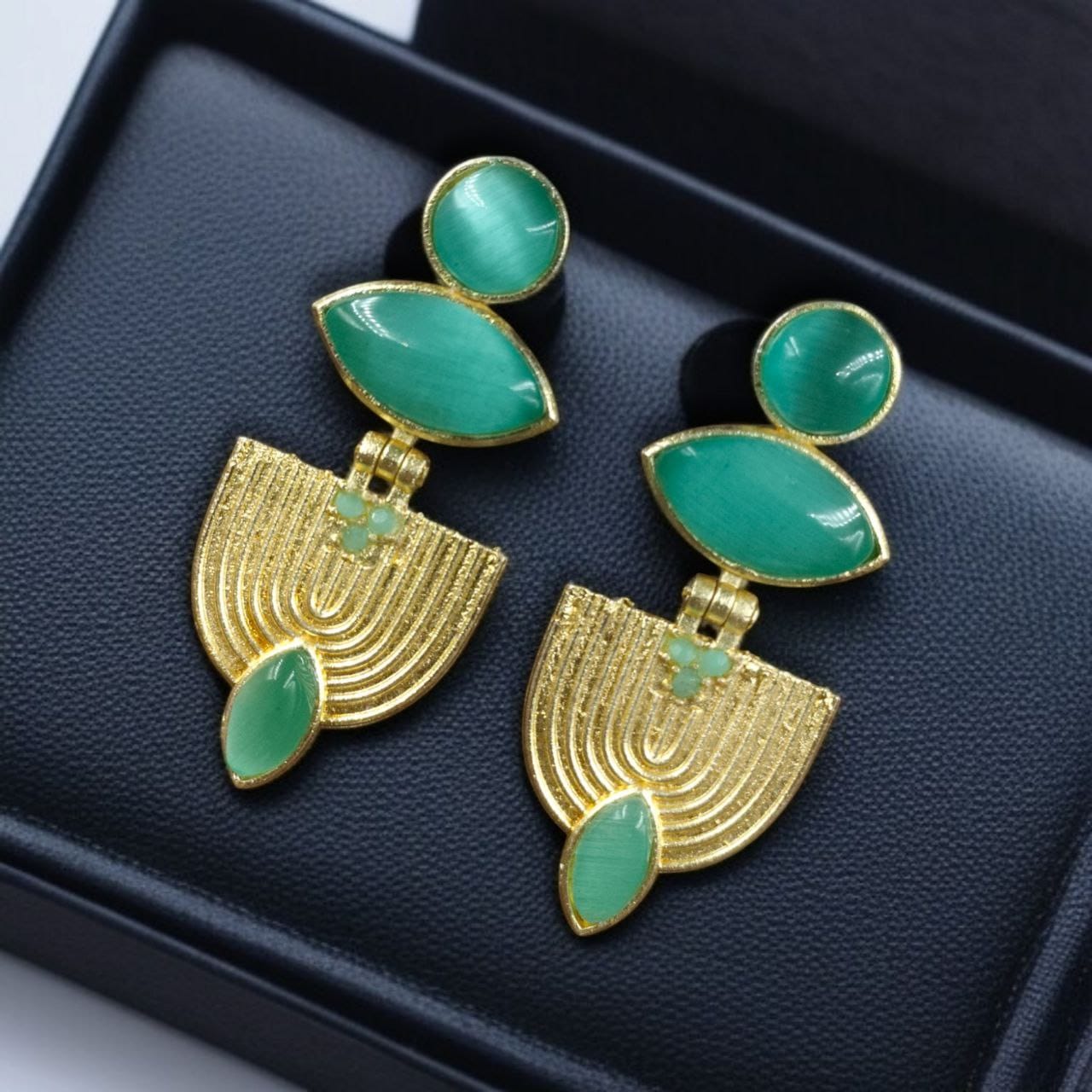 Luxury Gold Plated Stone Earrings | Unique Dangler Western Style Jewellery