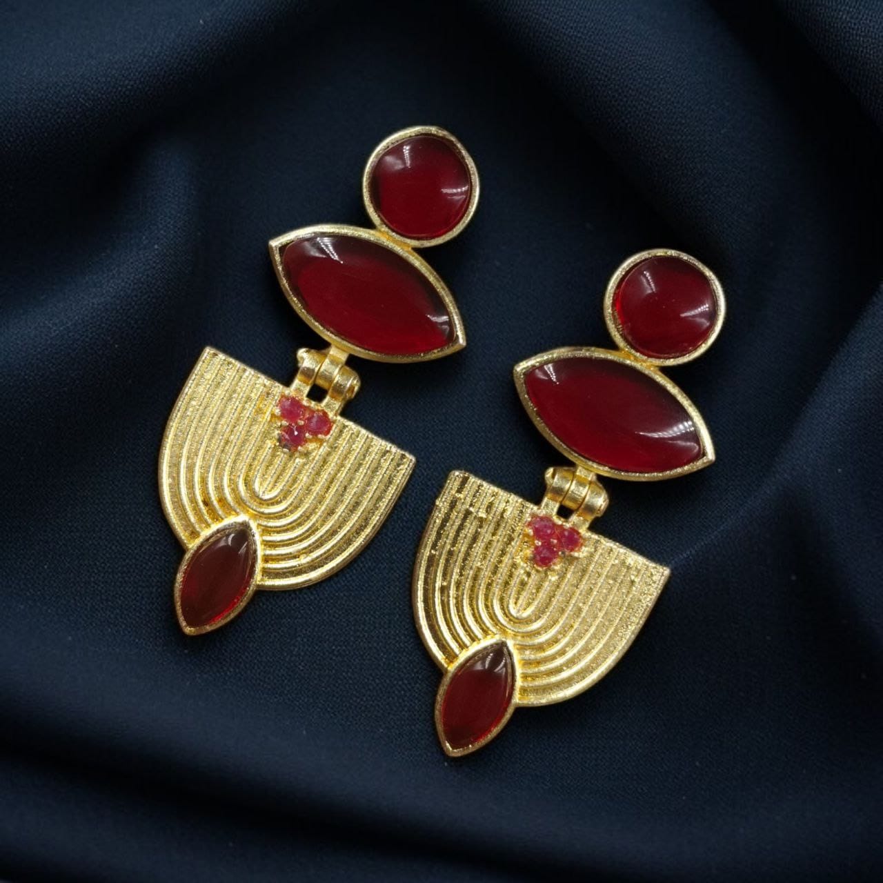 Luxury Gold Plated Stone Earrings | Unique Dangler Western Style Jewellery
