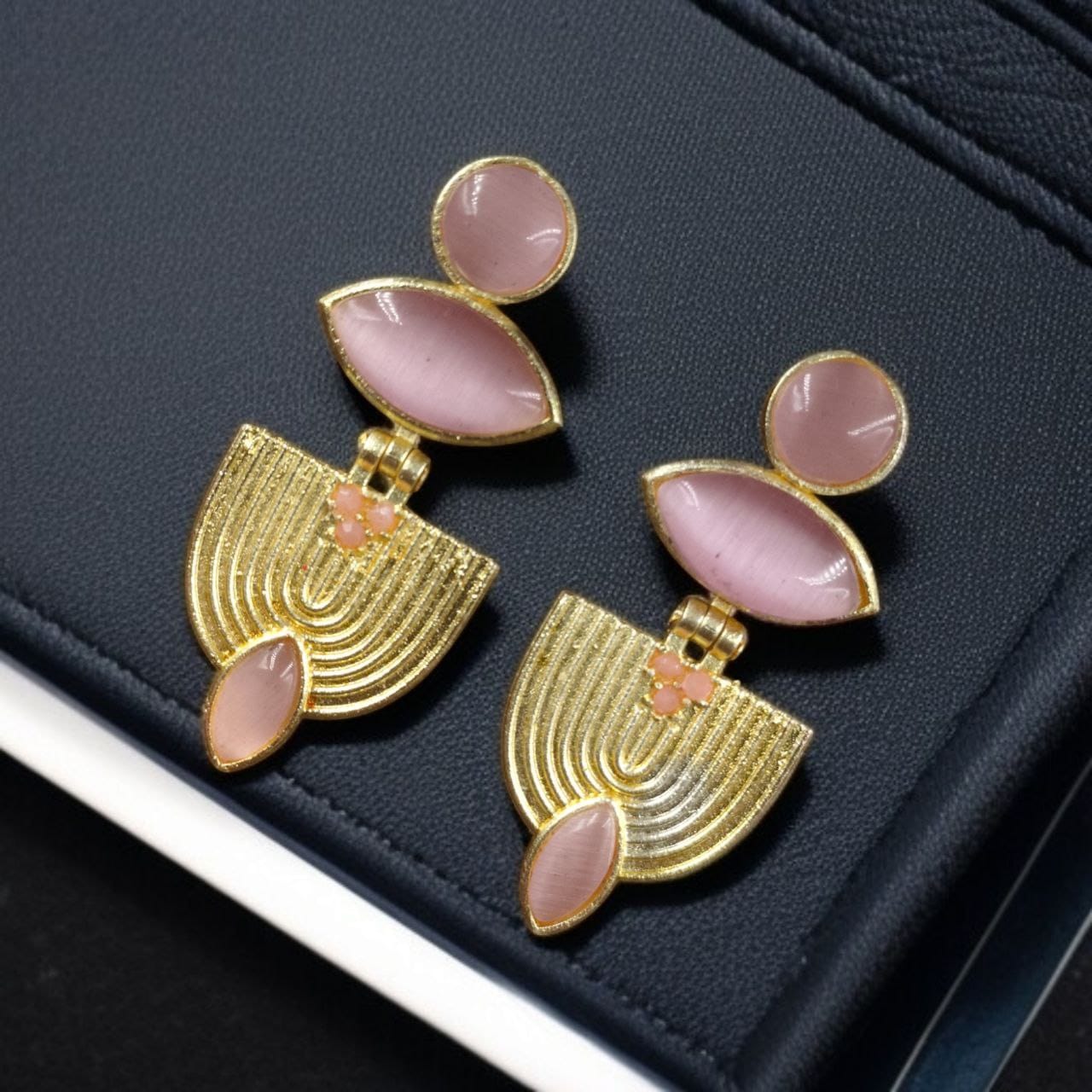 Luxury Gold Plated Stone Earrings | Unique Dangler Western Style Jewellery