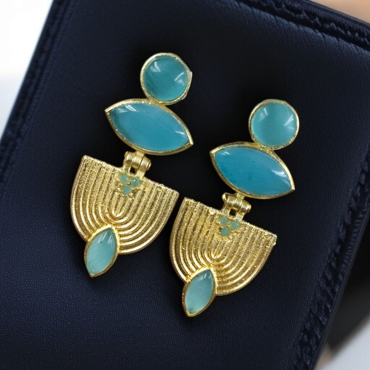 Luxury Gold Plated Stone Earrings | Unique Dangler Western Style Jewellery
