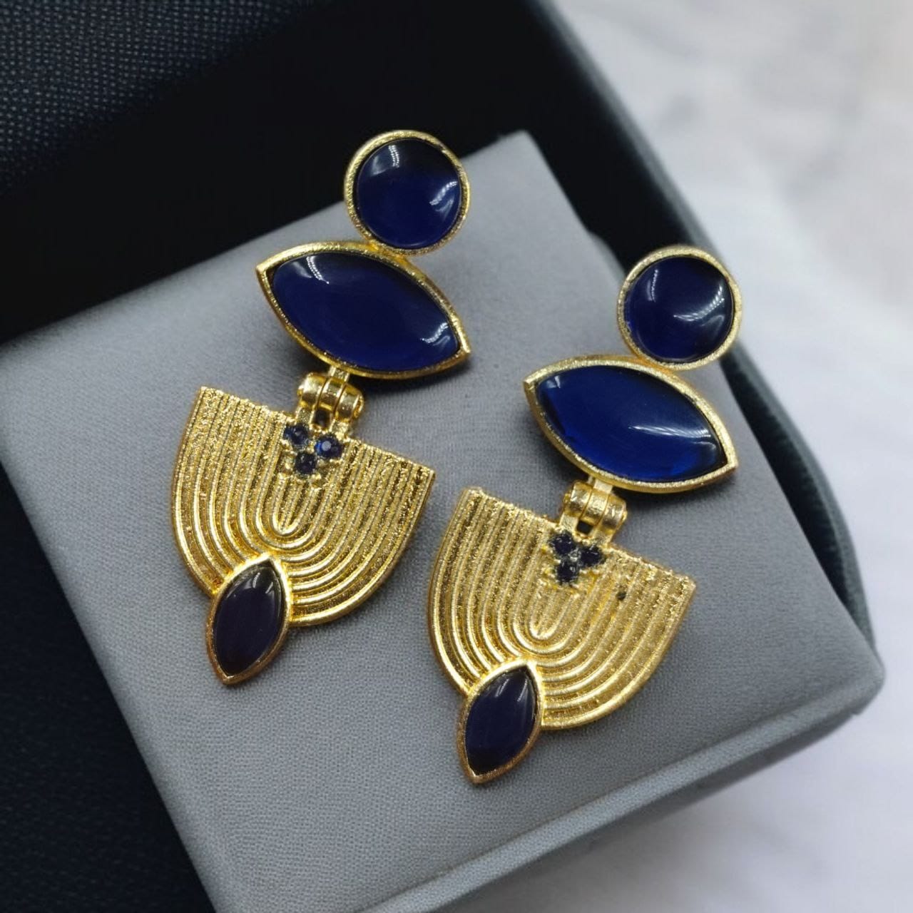 Luxury Gold Plated Stone Earrings | Unique Dangler Western Style Jewellery
