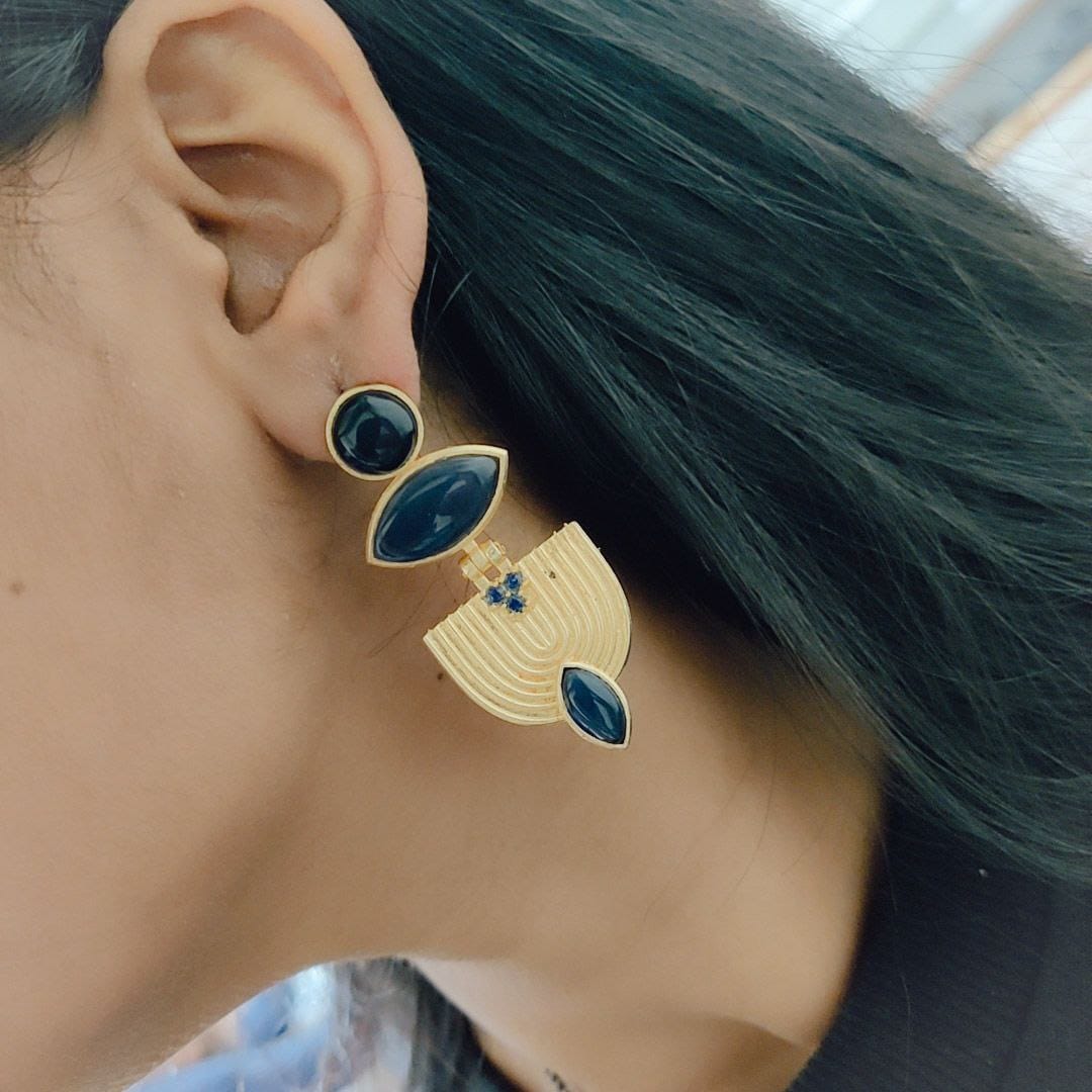Luxury Gold Plated Stone Earrings | Unique Dangler Western Style Jewellery