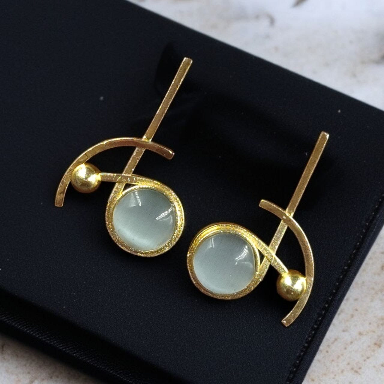 Party Wear Golden Earrings | Unique Stunning Gold Plated Stone Stud Jewelary