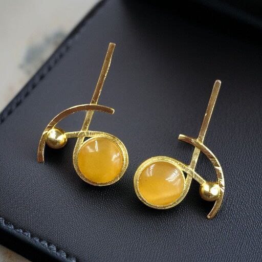 Party Wear Golden Earrings | Unique Stunning Gold Plated Stone Stud Jewelary
