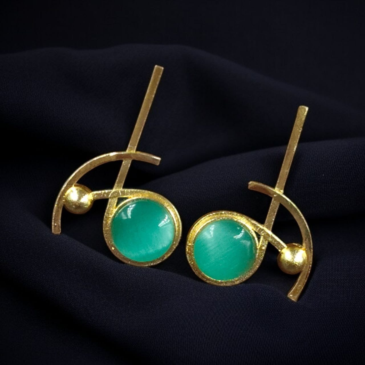 Party Wear Golden Earrings | Unique Stunning Gold Plated Stone Stud Jewelary