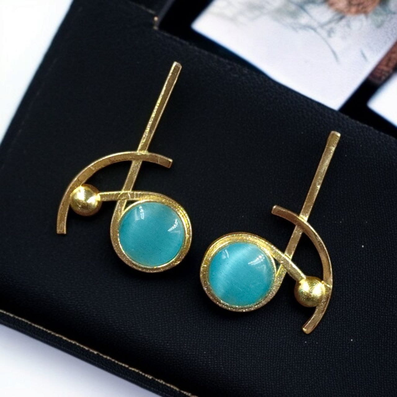 Party Wear Golden Earrings | Unique Stunning Gold Plated Stone Stud Jewelary