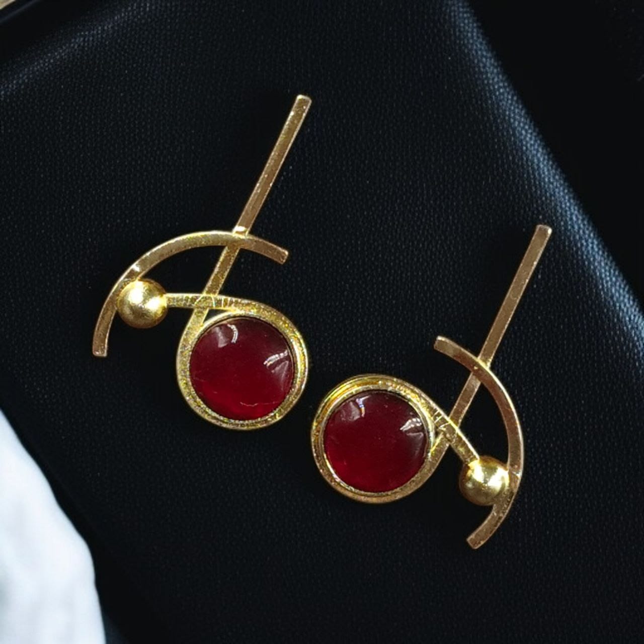 Party Wear Golden Earrings | Unique Stunning Gold Plated Stone Stud Jewelary