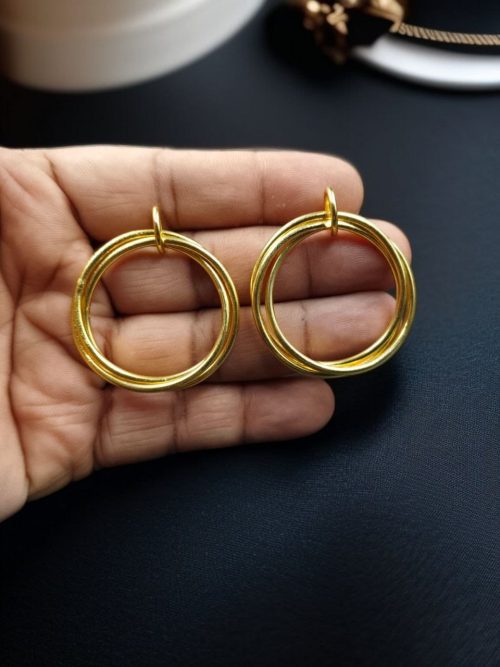 Gold Plated Geometric Stud Earrings | Unique Western Style Partywear Jewellery