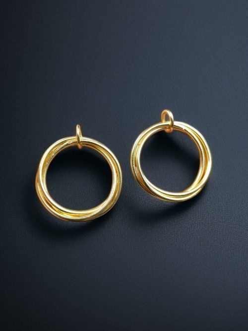 Gold Plated Geometric Stud Earrings | Unique Western Style Partywear Jewellery