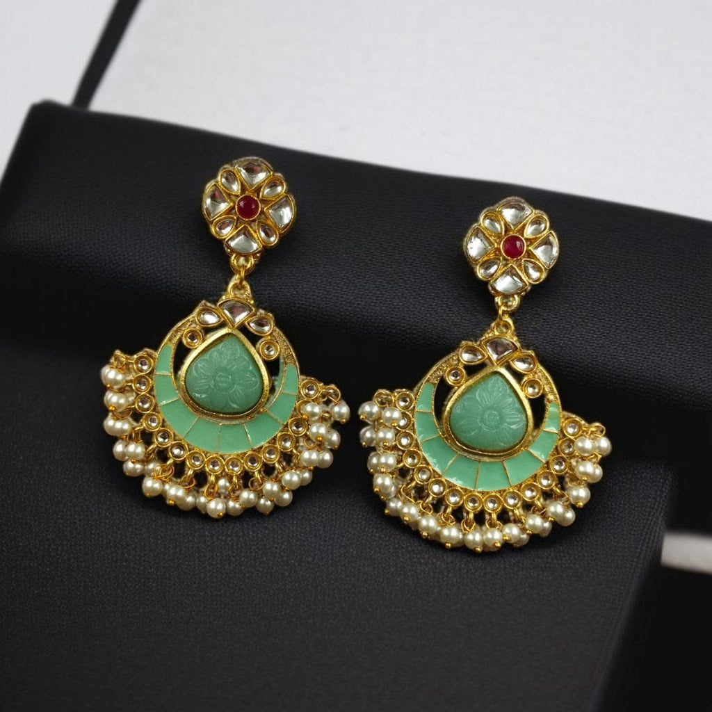 Traditional Kundan Meenakari Chandbali Earrings | Perfect For Wedding Season Jewellery
