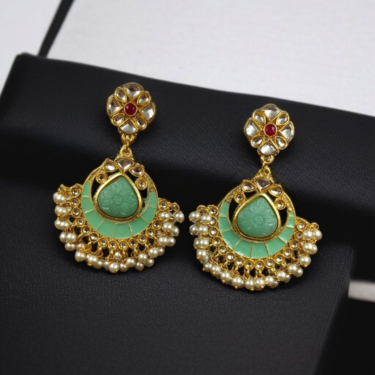 Traditional Kundan Meenakari Chandbali Earrings | Perfect For Wedding Season Jewellery