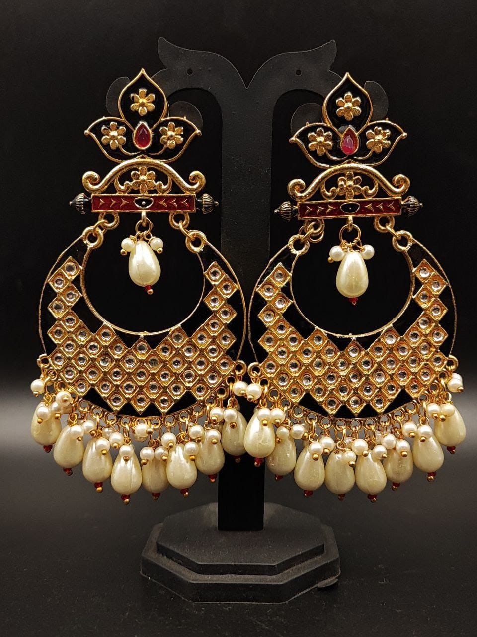 Gold Plated Lotus Chandbali Earrings | Best Wedding Special Jewellery Collection