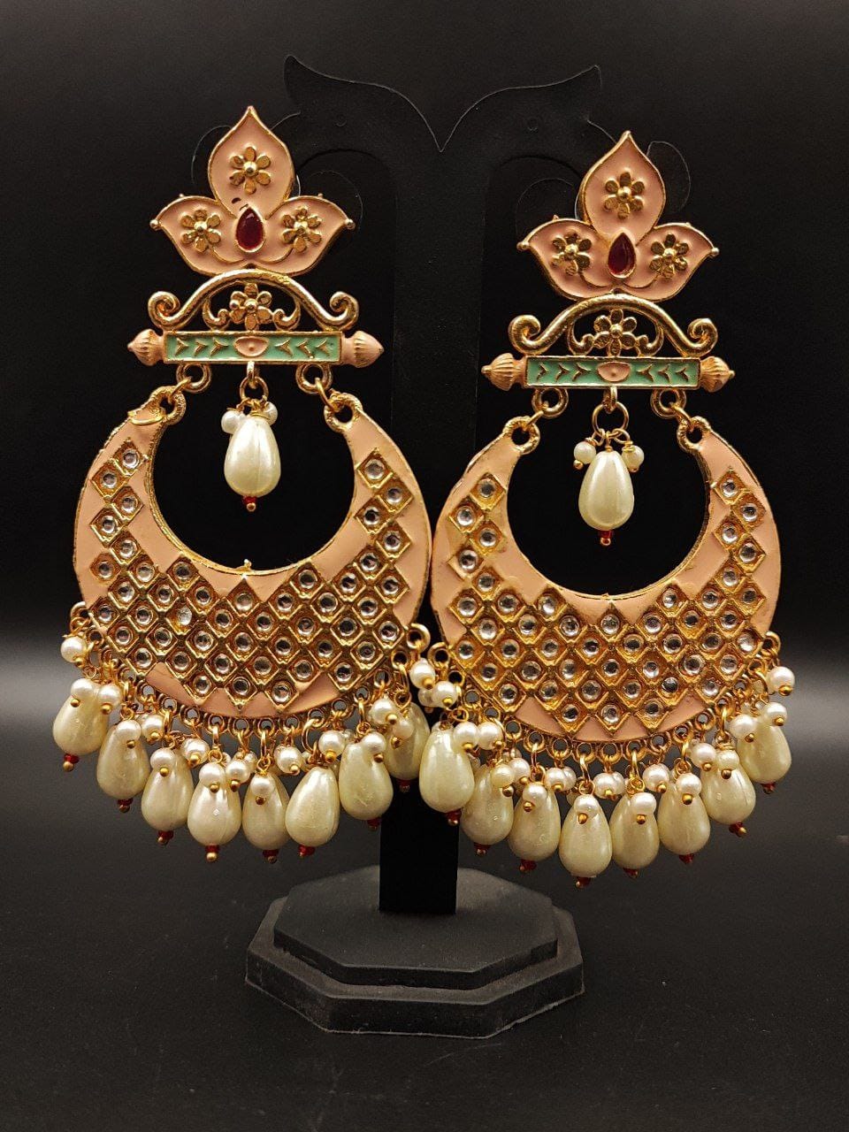 Gold Plated Lotus Chandbali Earrings | Best Wedding Special Jewellery Collection