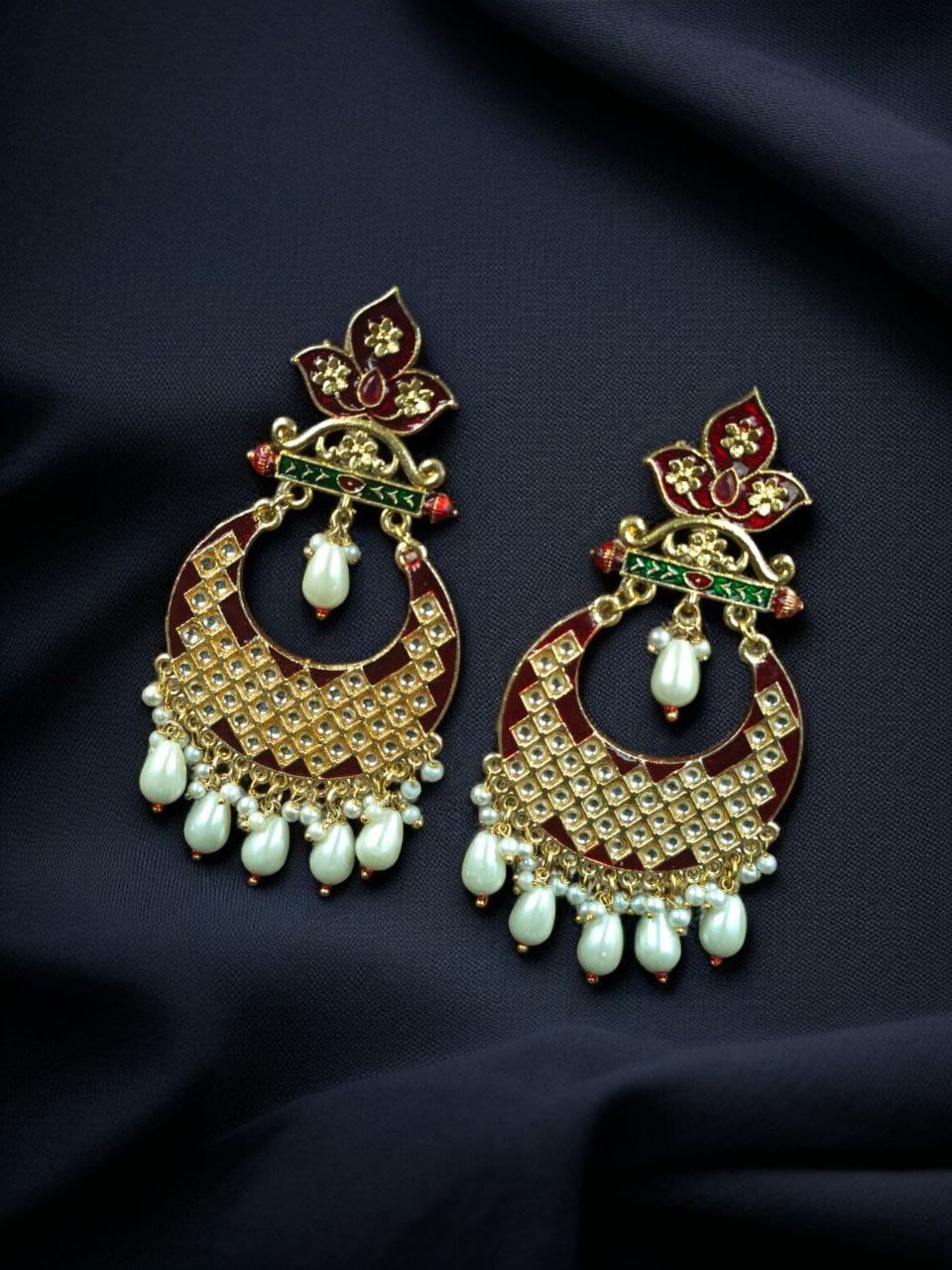 Gold Plated Lotus Chandbali Earrings | Best Wedding Special Jewellery Collection