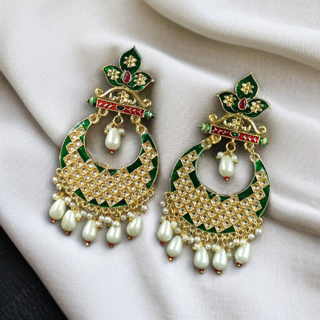 Gold Plated Lotus Chandbali Earrings | Best Wedding Special Jewellery Collection
