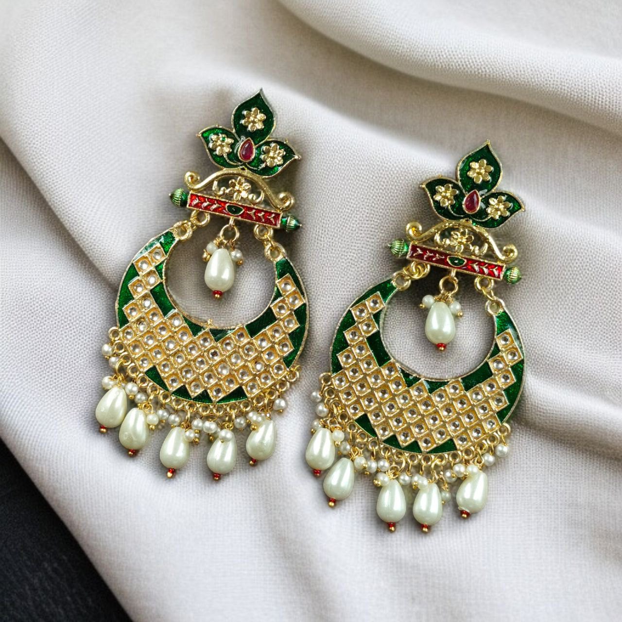 Gold Plated Lotus Chandbali Earrings | Best Wedding Special Jewellery Collection