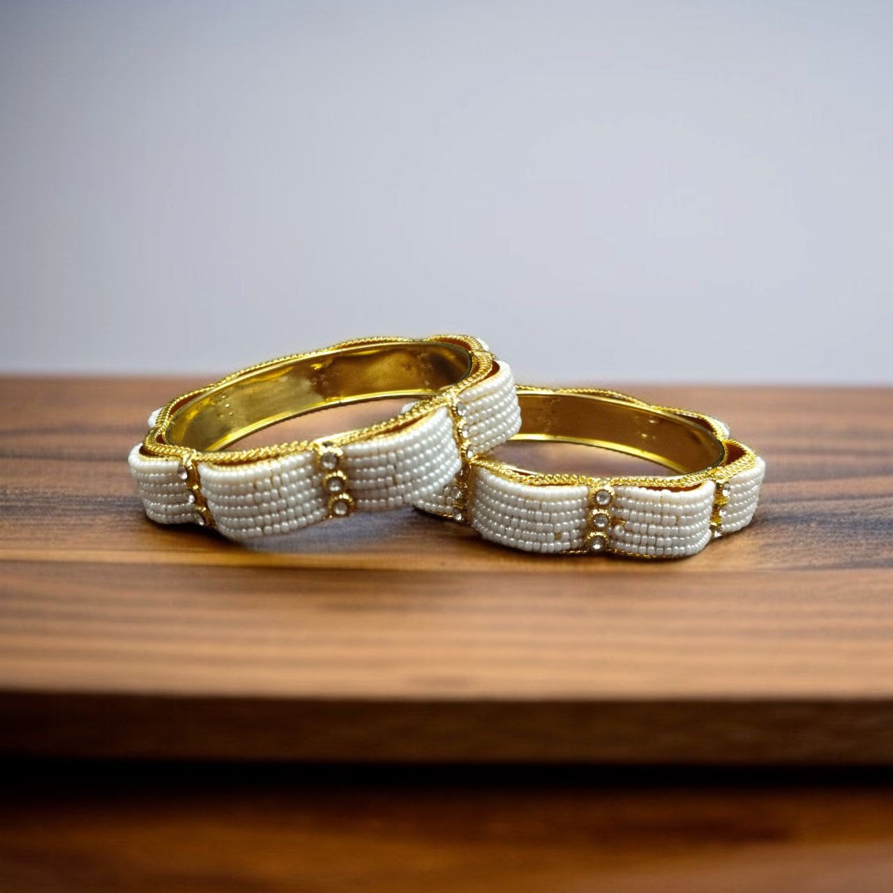 Premium Quality Gold Plated Bangle With Pearl Detailing for Occasional and Daily Wear