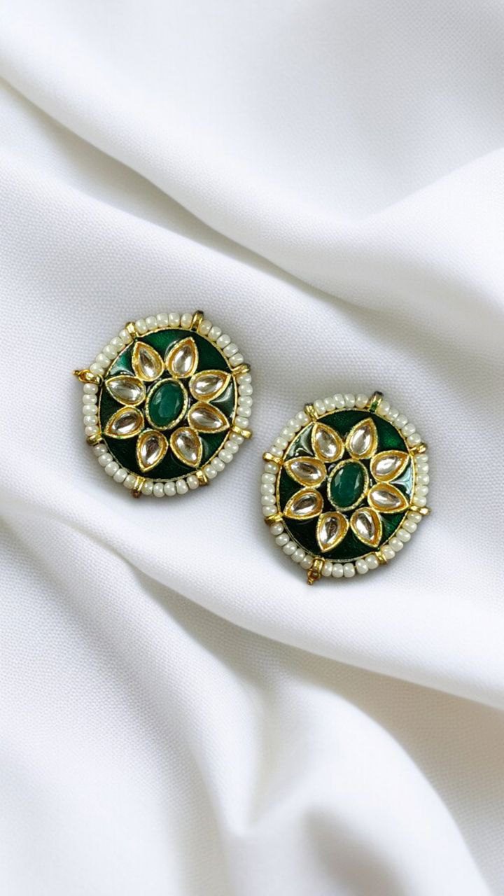 Best Ethnic Meenakari Short Earrings with Stone and Pearl Detailing for Daily Wear