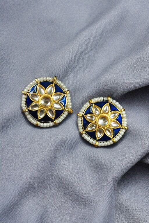 Traditional Flower Design Earrings | Kundan Meena with Unique Pearl Detailing