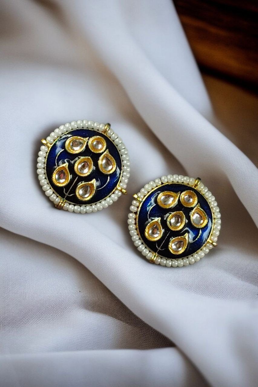 Beautiful Meenakari Golden Earrings with Elegant Pearl Detailing for Everyday Style