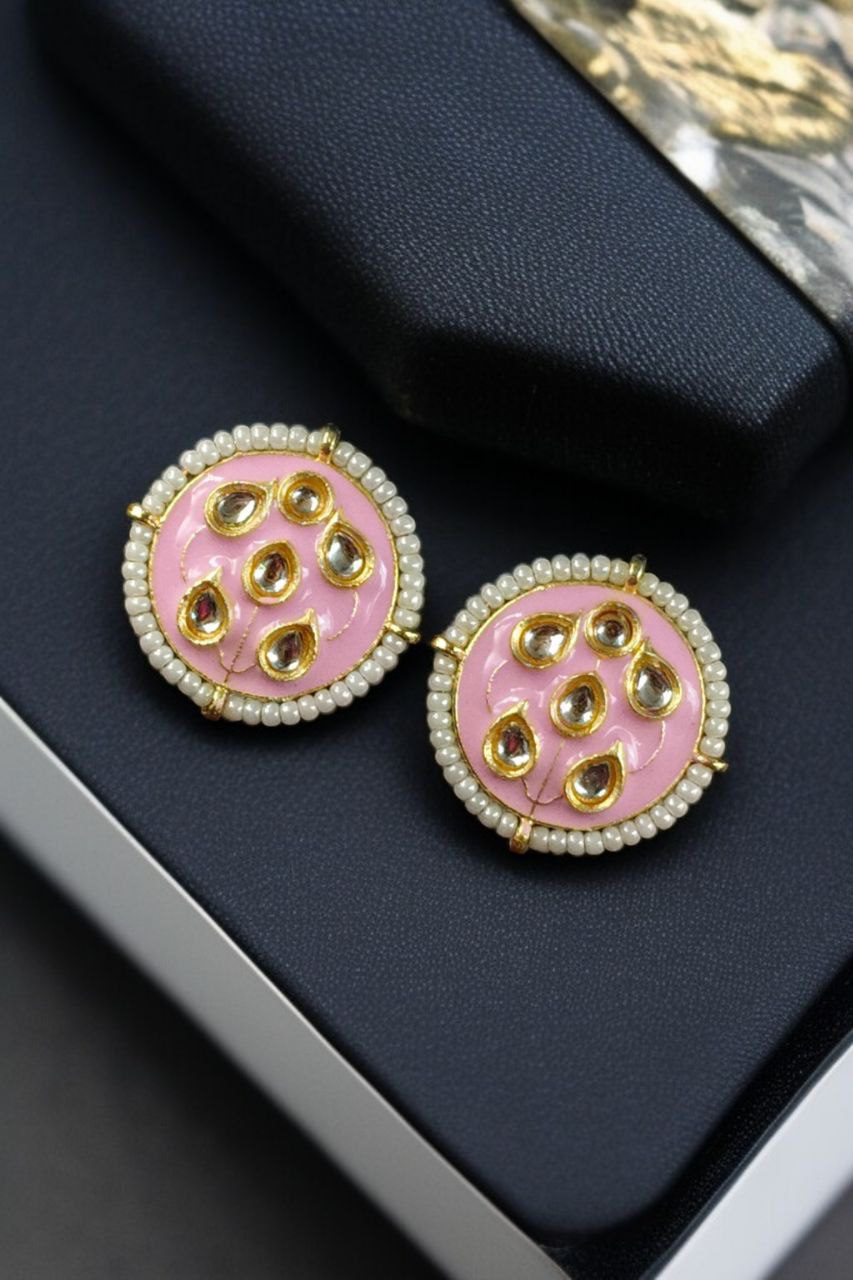Beautiful Meenakari Golden Earrings with Elegant Pearl Detailing for Everyday Style