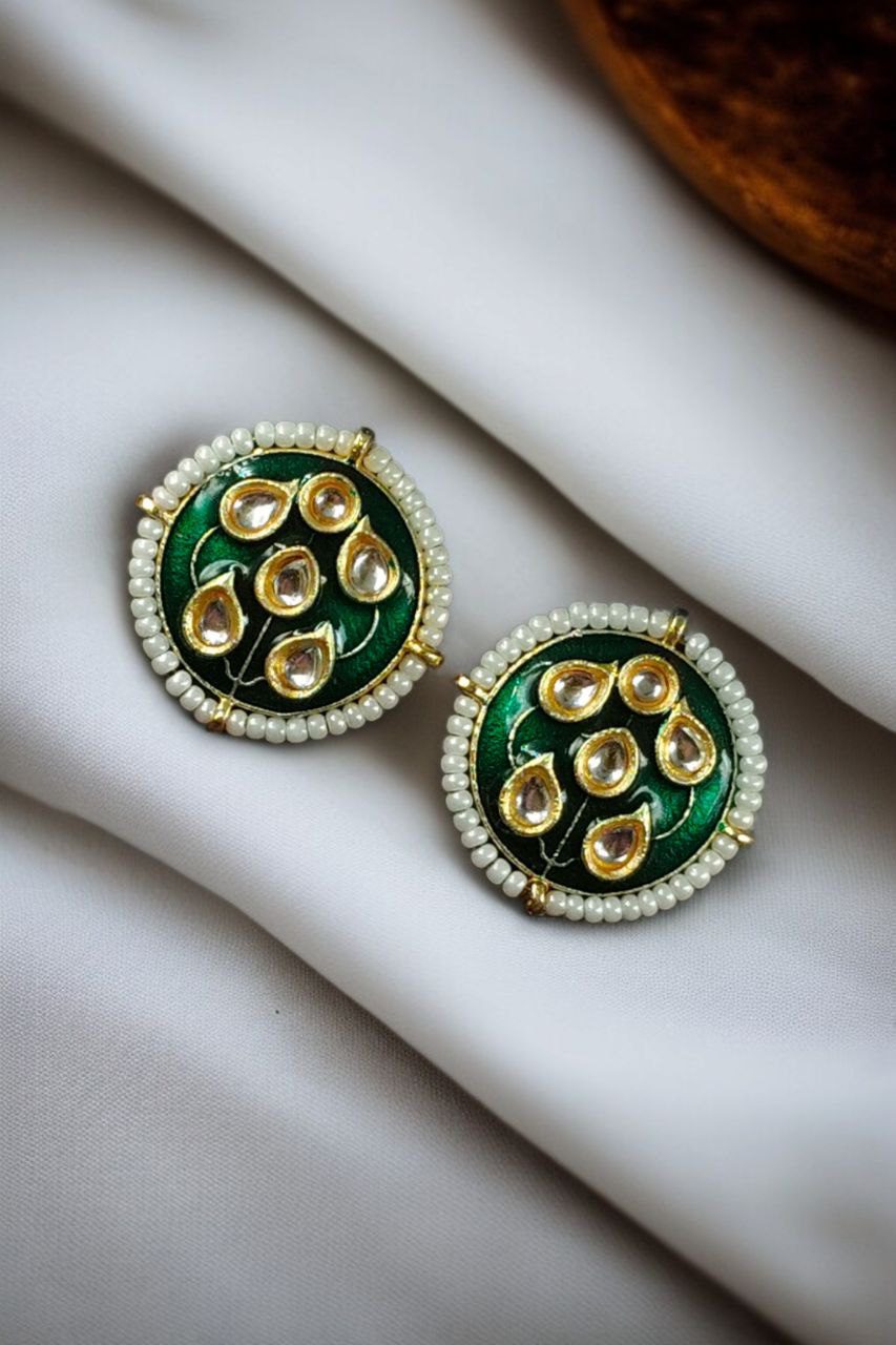 Beautiful Meenakari Golden Earrings with Elegant Pearl Detailing for Everyday Style