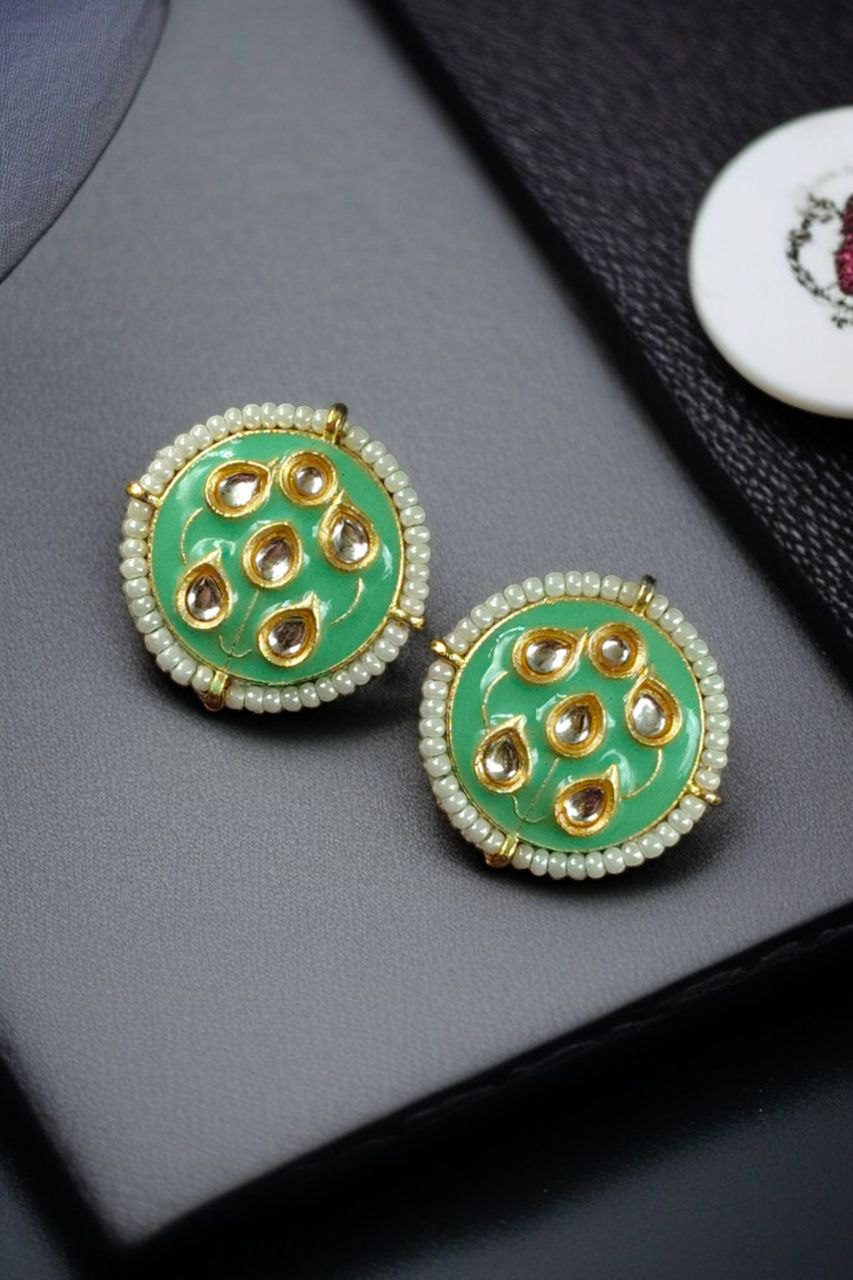 Beautiful Meenakari Golden Earrings with Elegant Pearl Detailing for Everyday Style