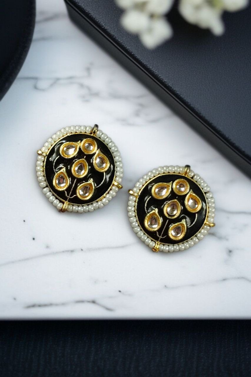 Beautiful Meenakari Golden Earrings with Elegant Pearl Detailing for Everyday Style