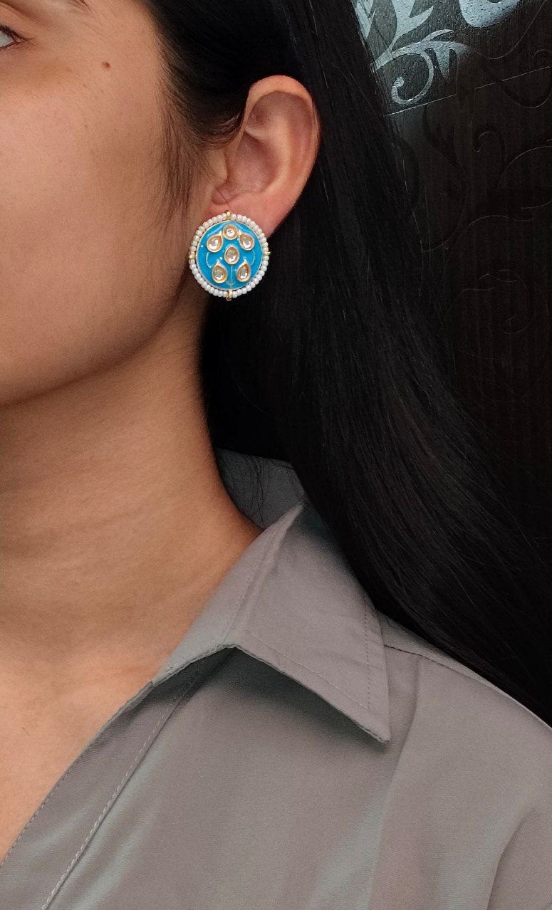 Beautiful Meenakari Golden Earrings with Elegant Pearl Detailing for Everyday Style