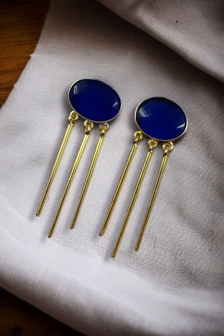 Elegant Golden Dangler Earrings with Monalisa Stone – Perfect for Ethnic or Western Look