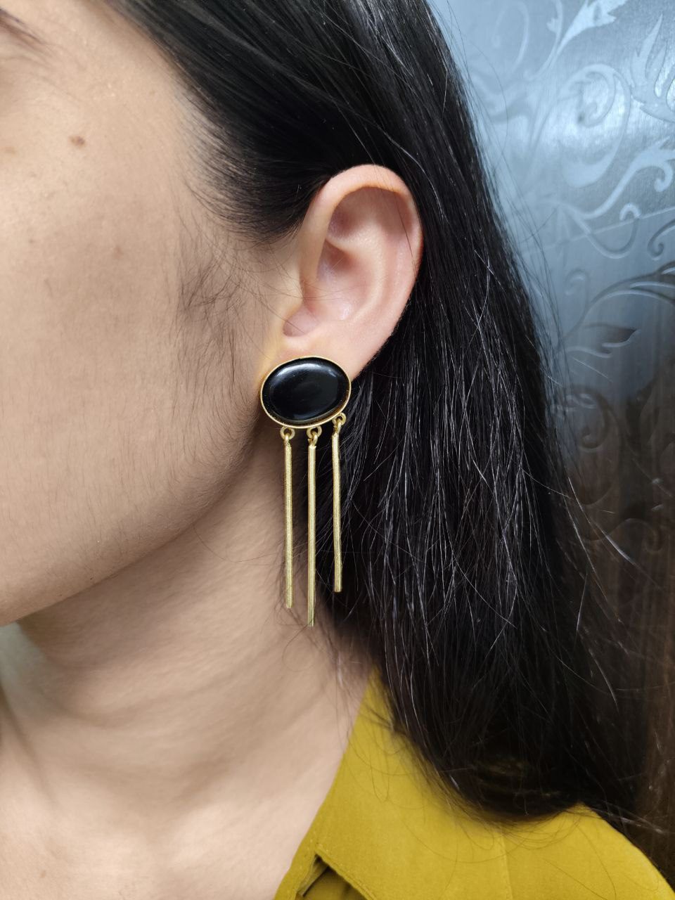 Elegant Golden Dangler Earrings with Monalisa Stone – Perfect for Ethnic or Western Look
