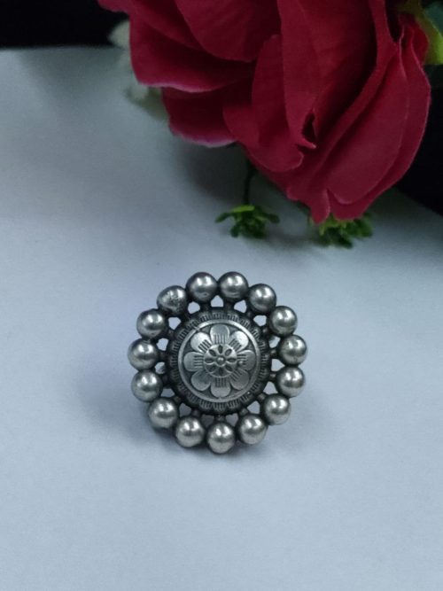 Trendy Adjustable Best Flower Ring in Oxidized Finish – Casual Wear Jewelry